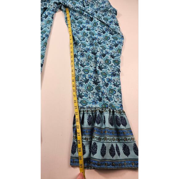 BOG Darcy jumper LOOK blue floral Flare boho summer one piece whimsical fun L - Picture 7 of 12